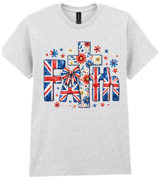 Faith UK Flag Floral T-Shirt – Patriotic Christian Graphic Tee