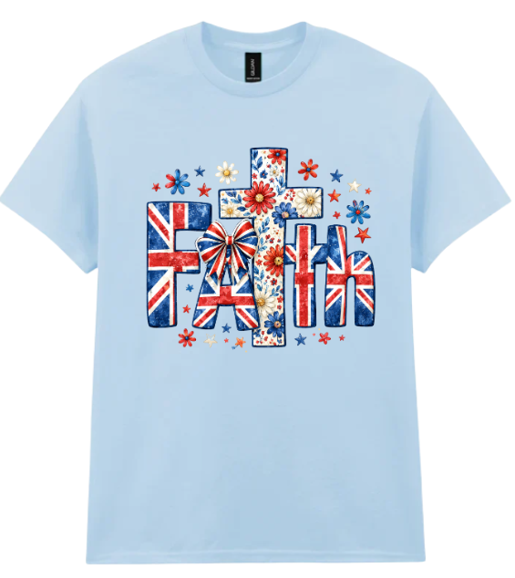 Faith UK Flag Floral T-Shirt – Patriotic Christian Graphic Tee