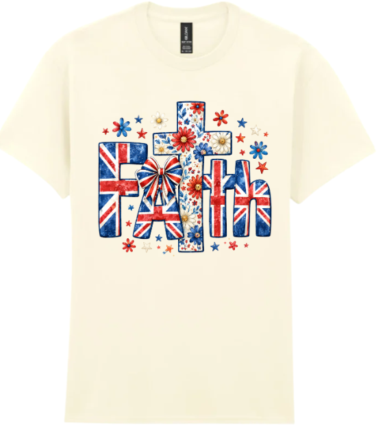 Faith UK Flag Floral T-Shirt – Patriotic Christian Graphic Tee