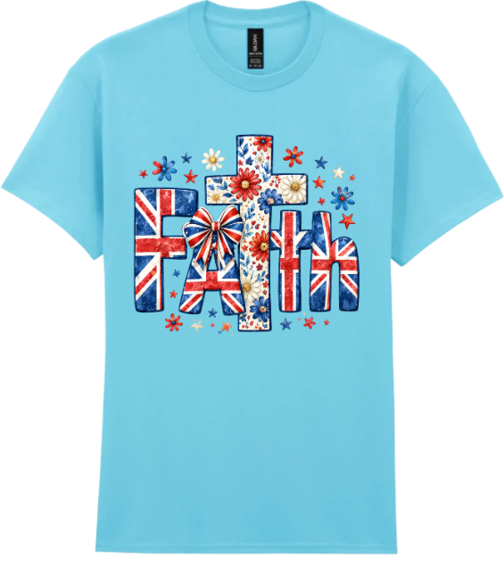 Faith UK Flag Floral T-Shirt – Patriotic Christian Graphic Tee