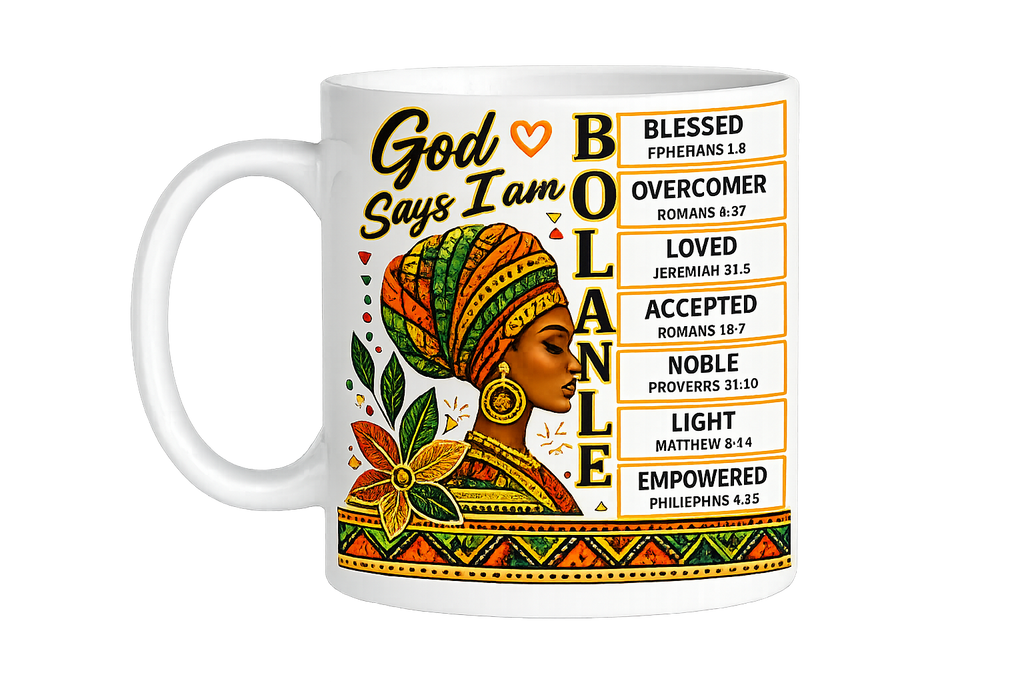 Personalised Faith Name Mug, Afrocentric Bible Affirmation Gift for Her