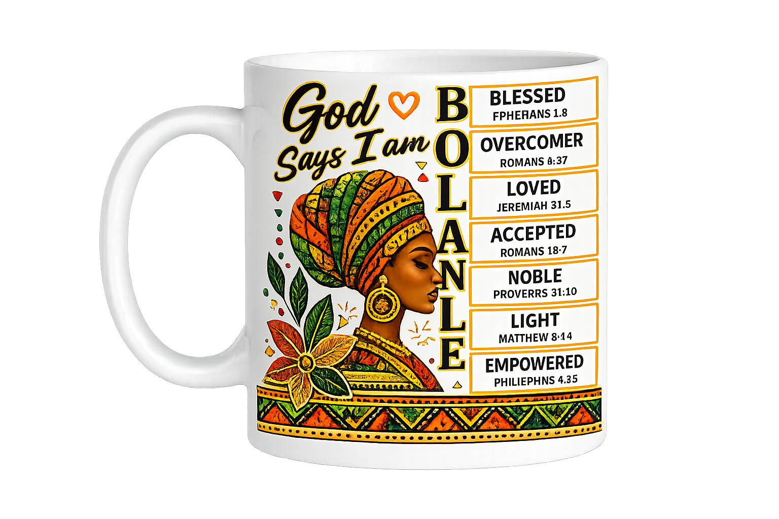 Personalised Faith Name Mug, Afrocentric Bible Affirmation Gift for Her
