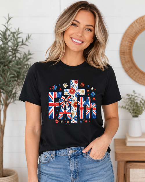 Faith UK Flag Floral T-Shirt – Patriotic Christian Graphic Tee