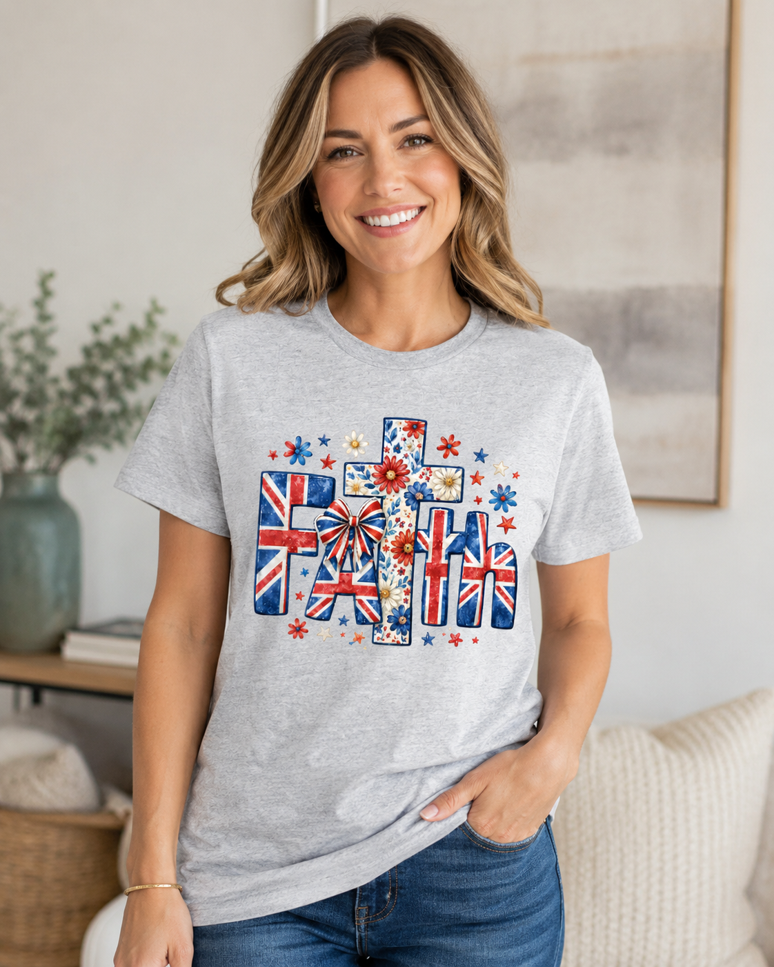Faith UK Flag Floral T-Shirt – Patriotic Christian Graphic Tee