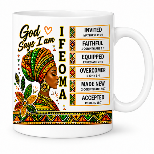 Personalised Faith Name Mug, Afrocentric Bible Affirmation Gift for Her